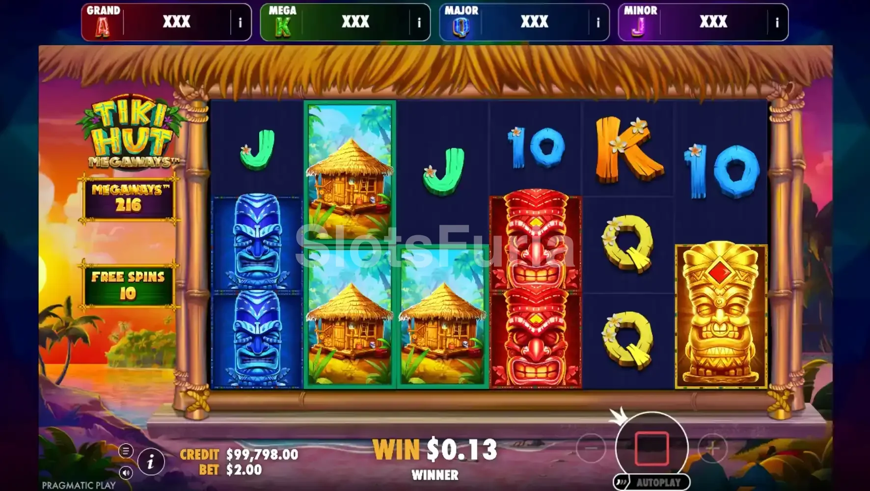 Ronda de giros gratuitos de Tiki Hut Megaways con multiplicadores activos