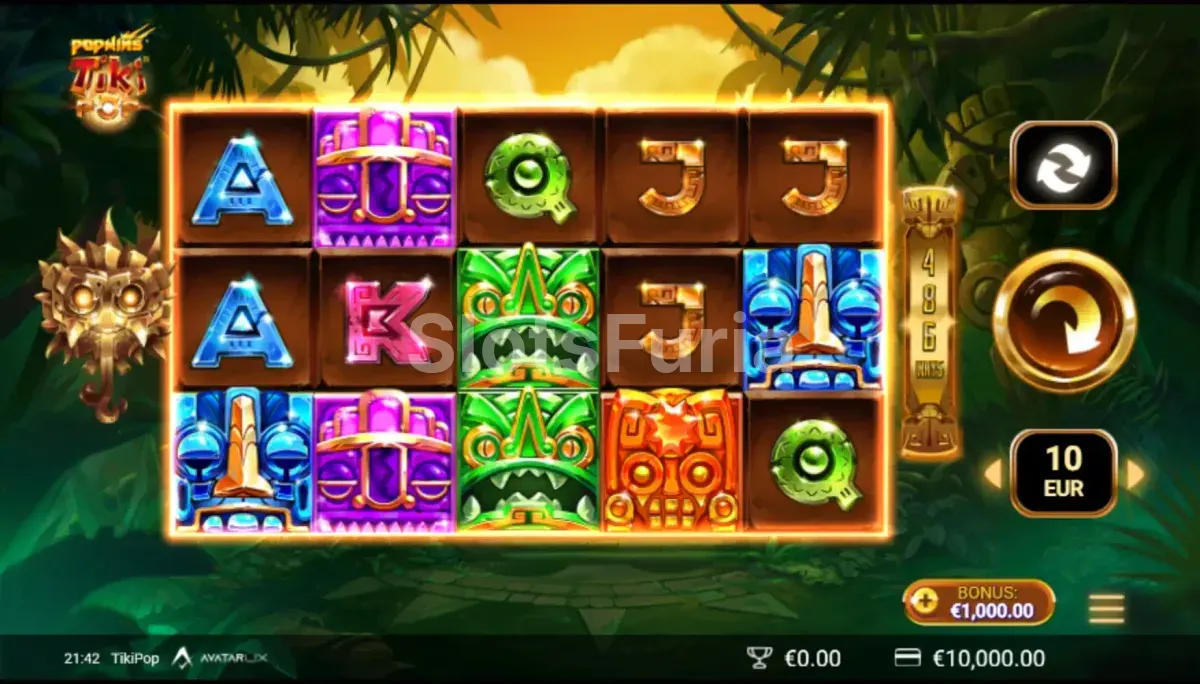 Juego base de TikiPop, tragamonedas de AvatarUX