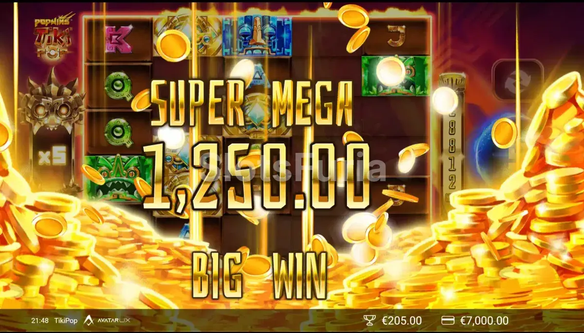 Gran victoria en TikiPop con multiplicadores al máximo nivel