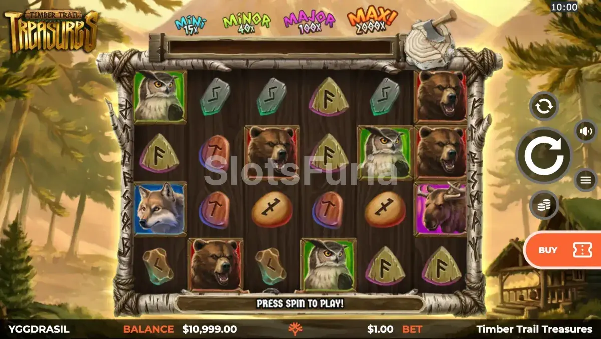 Pantalla principal del juego base de Timber Trail Treasures