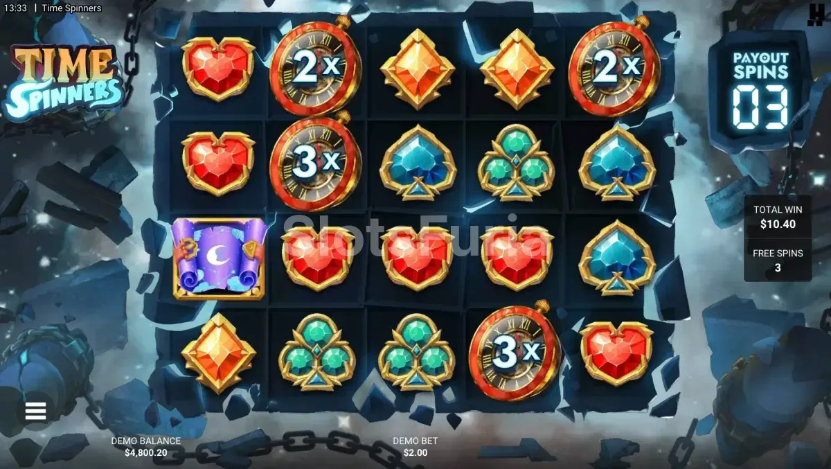 Ronda de giros gratuitos activada en Time Spinners