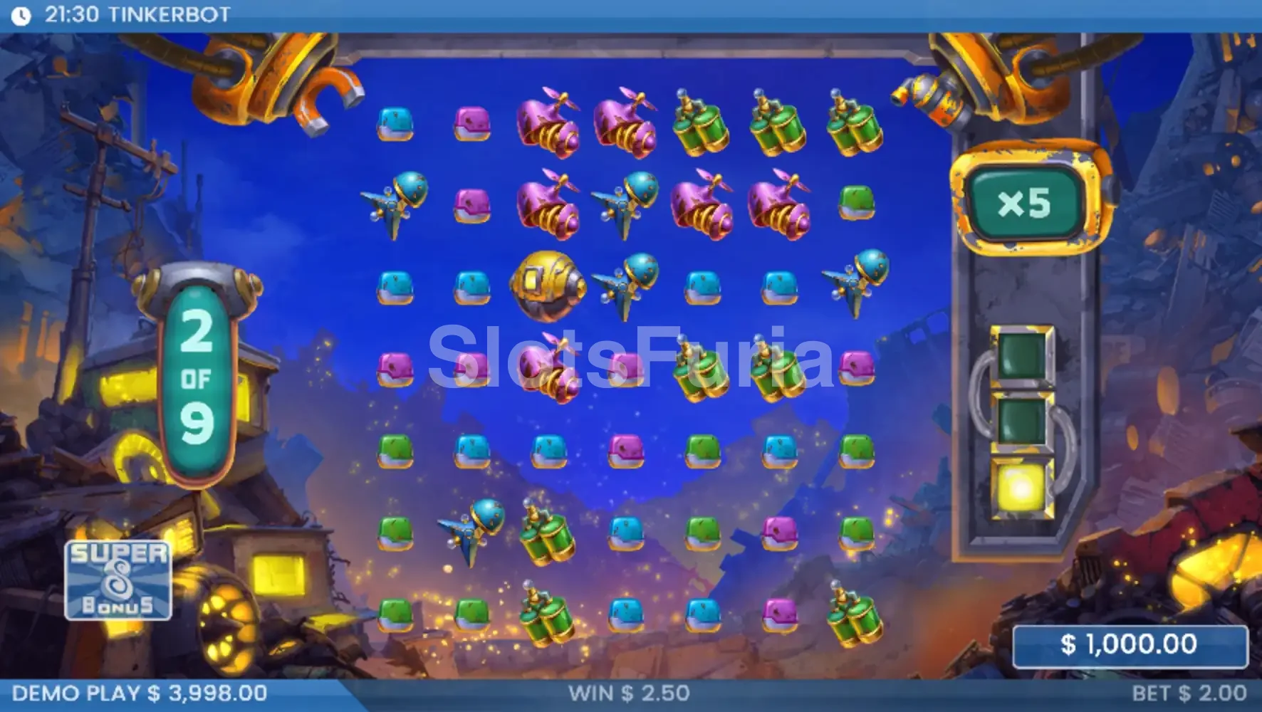 Ronda de giros gratis activada en la slot Tinkerbot