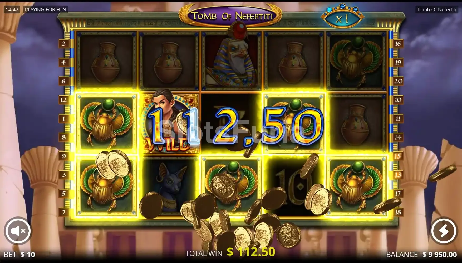 Ronda de bonos con multiplicadores activos en Tomb of Nefertiti de Nolimit City