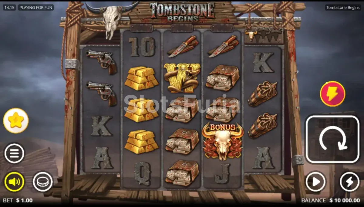Pantalla principal del juego base de Tombstone Begins