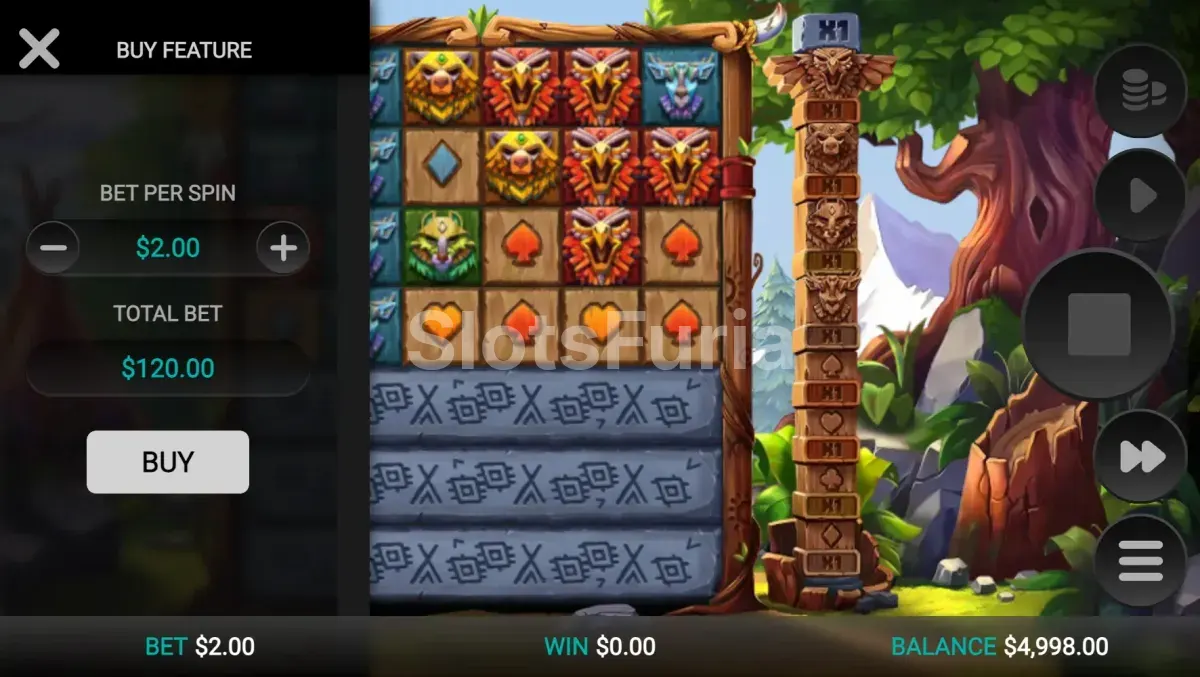 Pantalla de compra de bonus en Totem Guardians Dream Drop