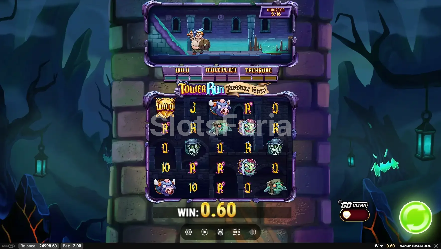 Juego base de Tower Run Treasure Steps, tragamonedas de Play'n GO
