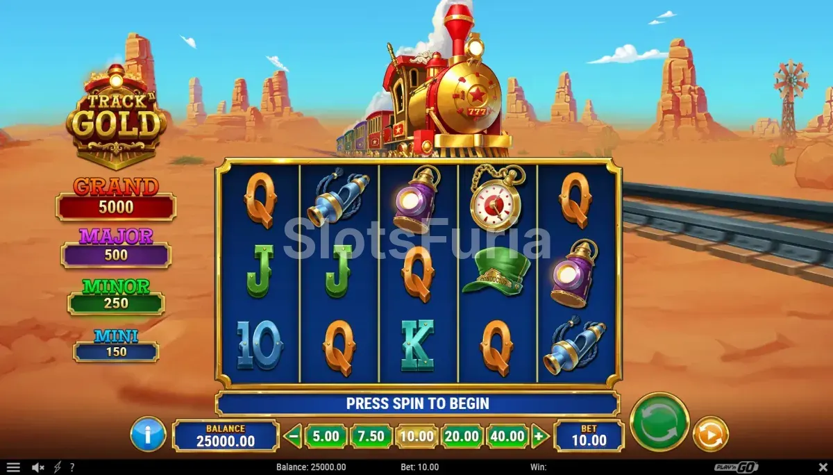 Pantalla principal del juego base de Track n' Gold