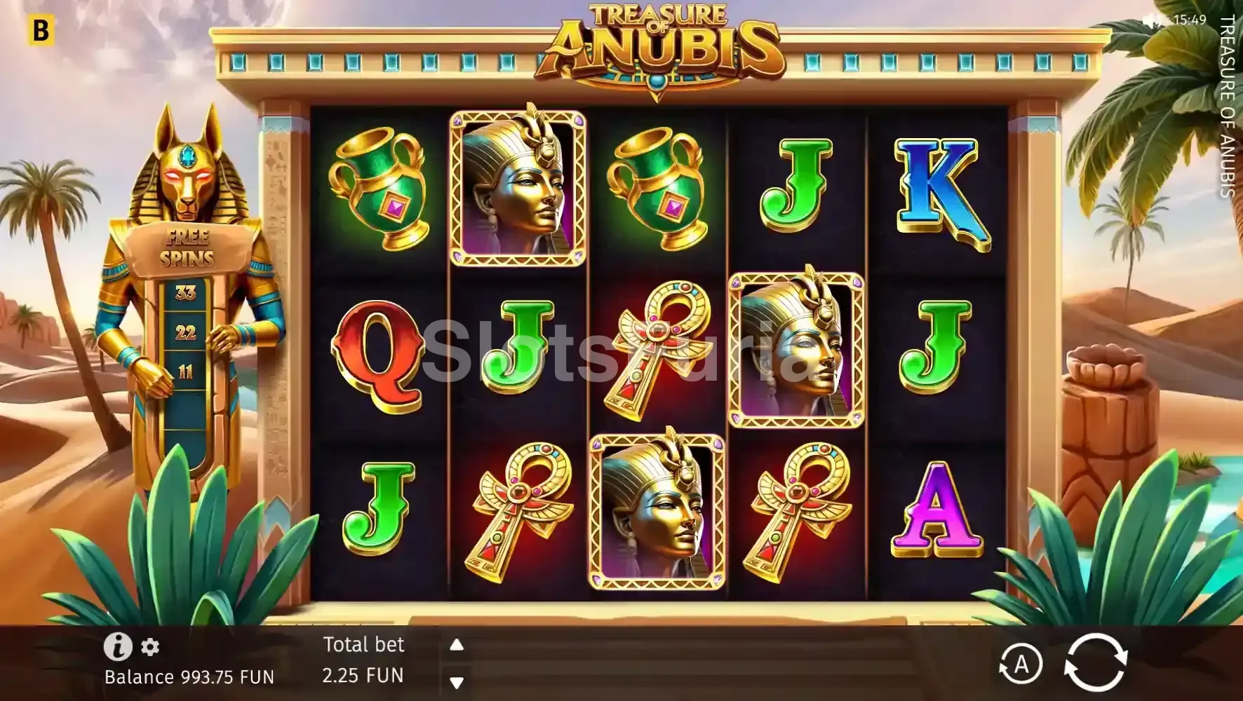 Segunda vista del juego base de Treasure of Anubis mostrando el entorno egipcio