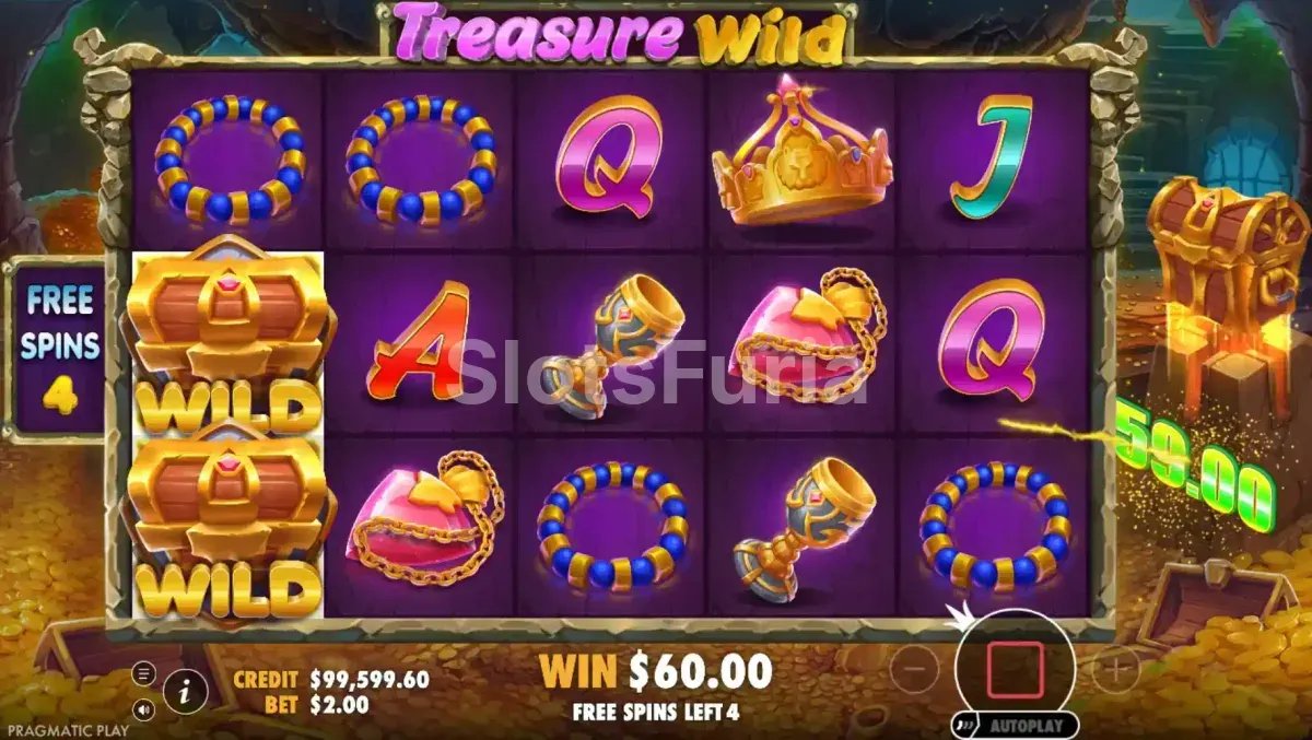 Ronda de tiradas gratuitas activa en Treasure Wild con cofre acumulado