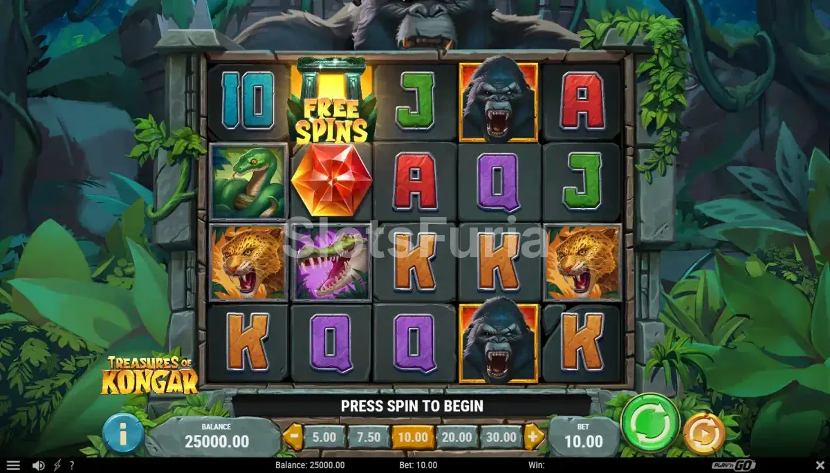 Pantalla principal del juego Treasures of Kongar