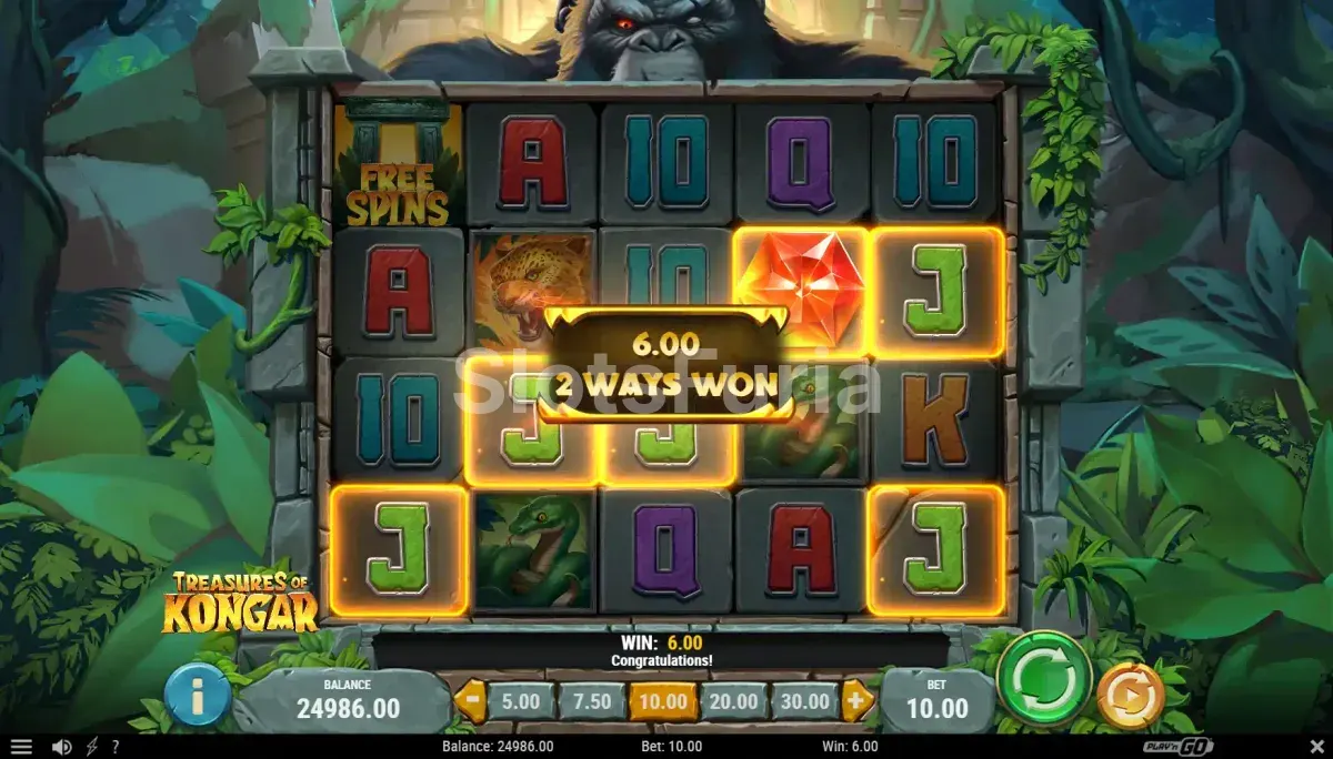 Resultado de giro en la tragamonedas Treasures of Kongar