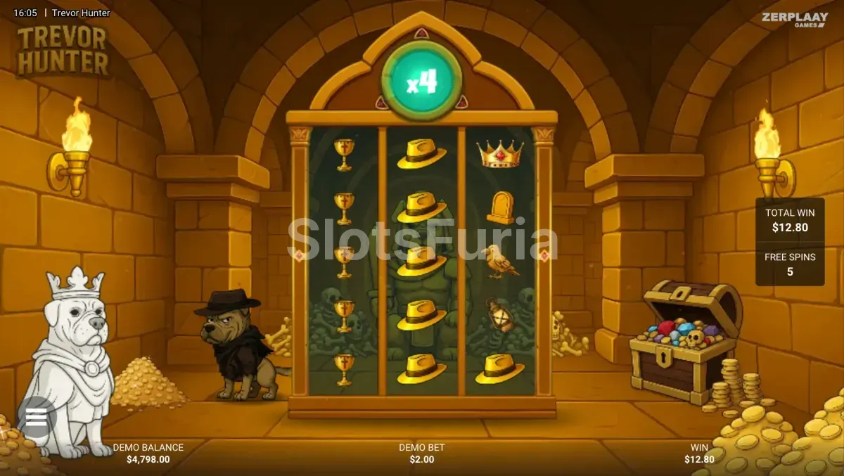 Ronda de giros gratis Bloody Gems Bonus activada en Trevor Hunter