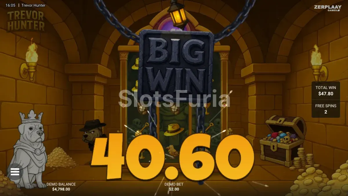 Gran victoria conseguida durante el bonus de Trevor Hunter de Hacksaw Gaming