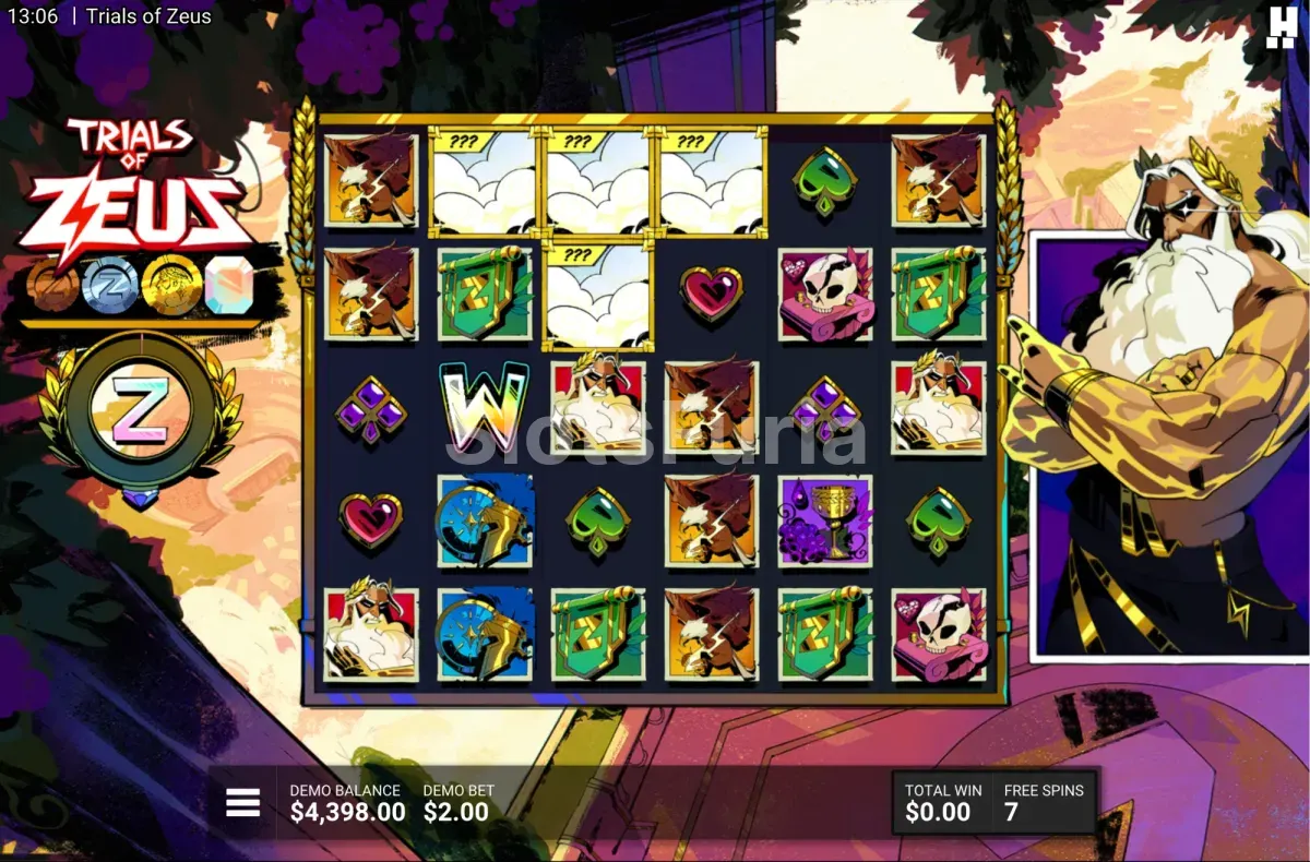 Tiradas gratis de Trials of Zeus con Wonder pegajosos en pantalla