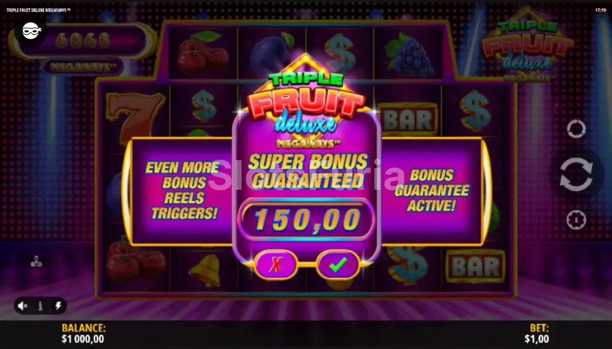 Opción de compra de bonus en Triple Fruit Deluxe Megaways