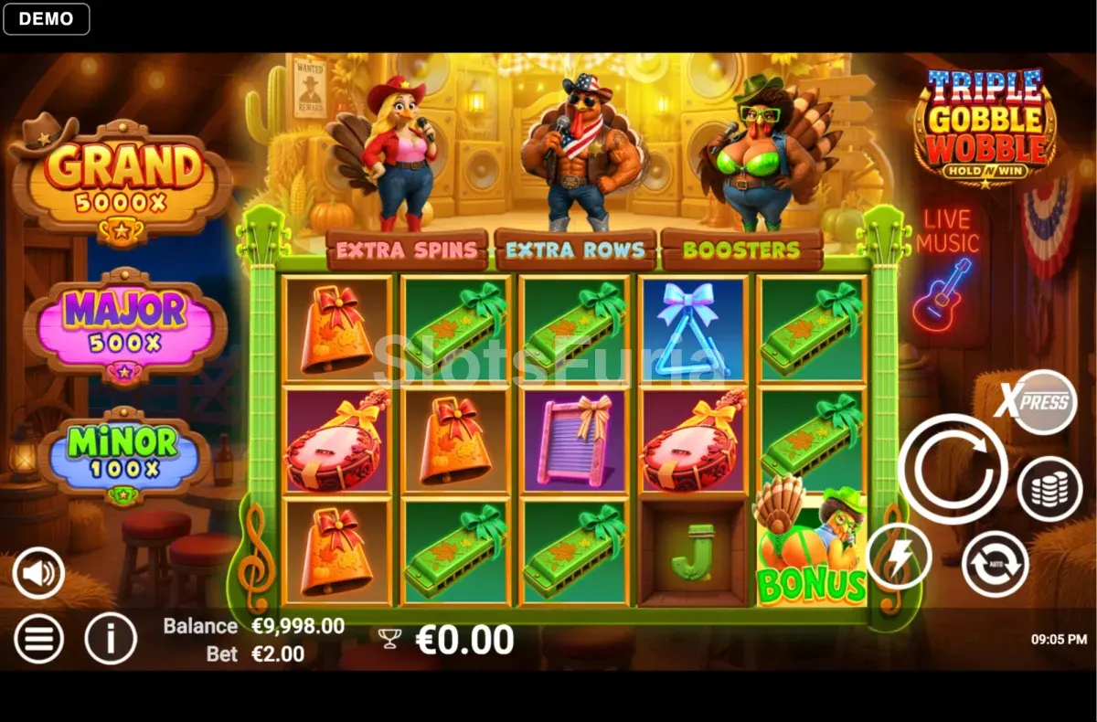 Juego base de Triple Gobble Wobble con 5 rodillos y 3 filas