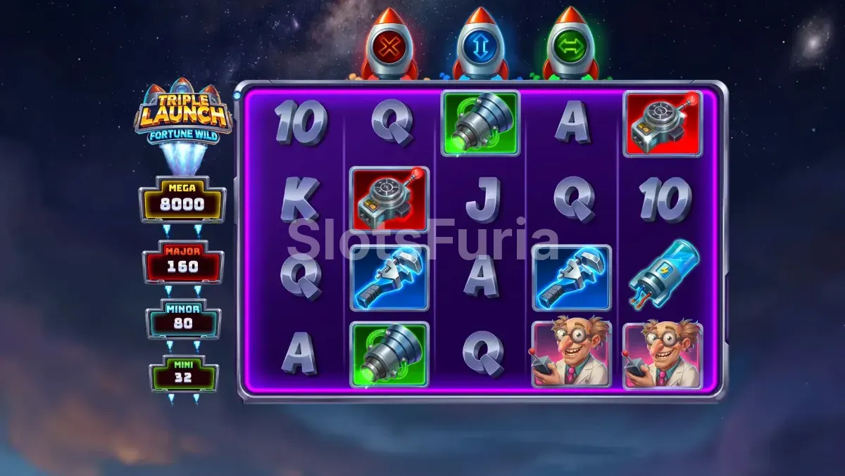 Secuencia de Tiradas Gratuitas en Triple Launch Fortune Wild con Wilds activos