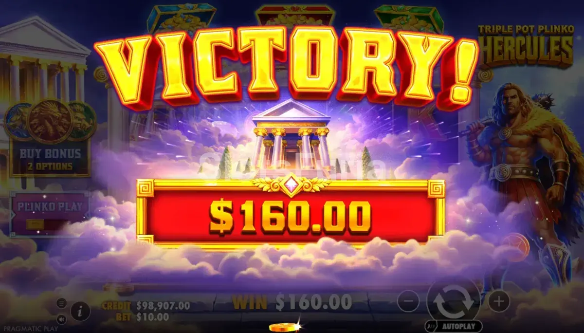 Gran victoria en Triple Pot Plinko Hercules con multiplicadores activos