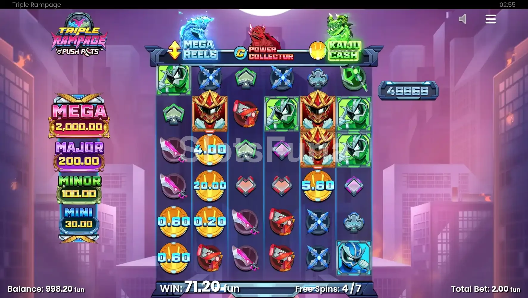 Giros gratuitos de Triple Rampage con los tres kaijus desatados