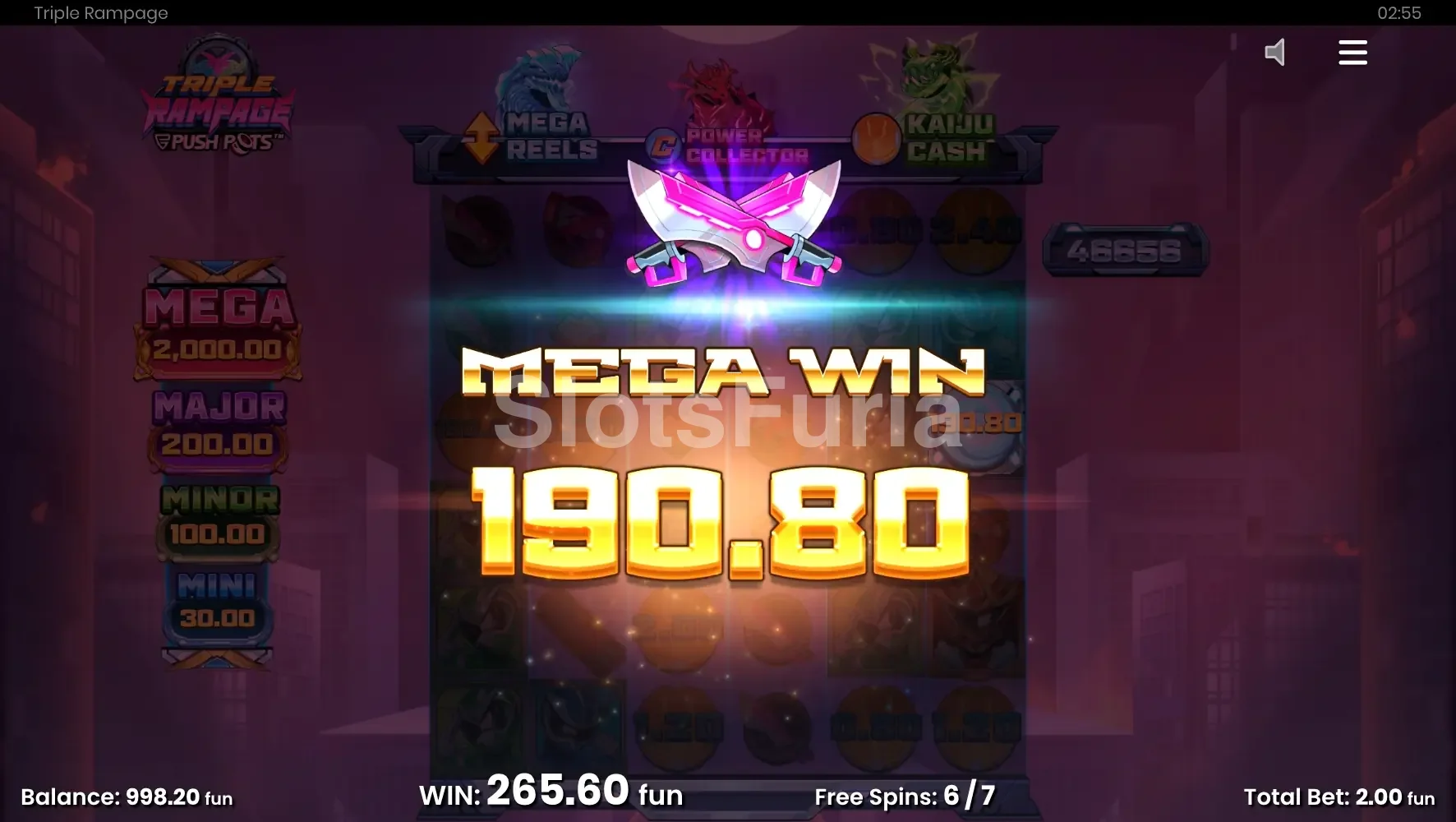 Gran victoria en Triple Rampage con el multiplicador en pantalla