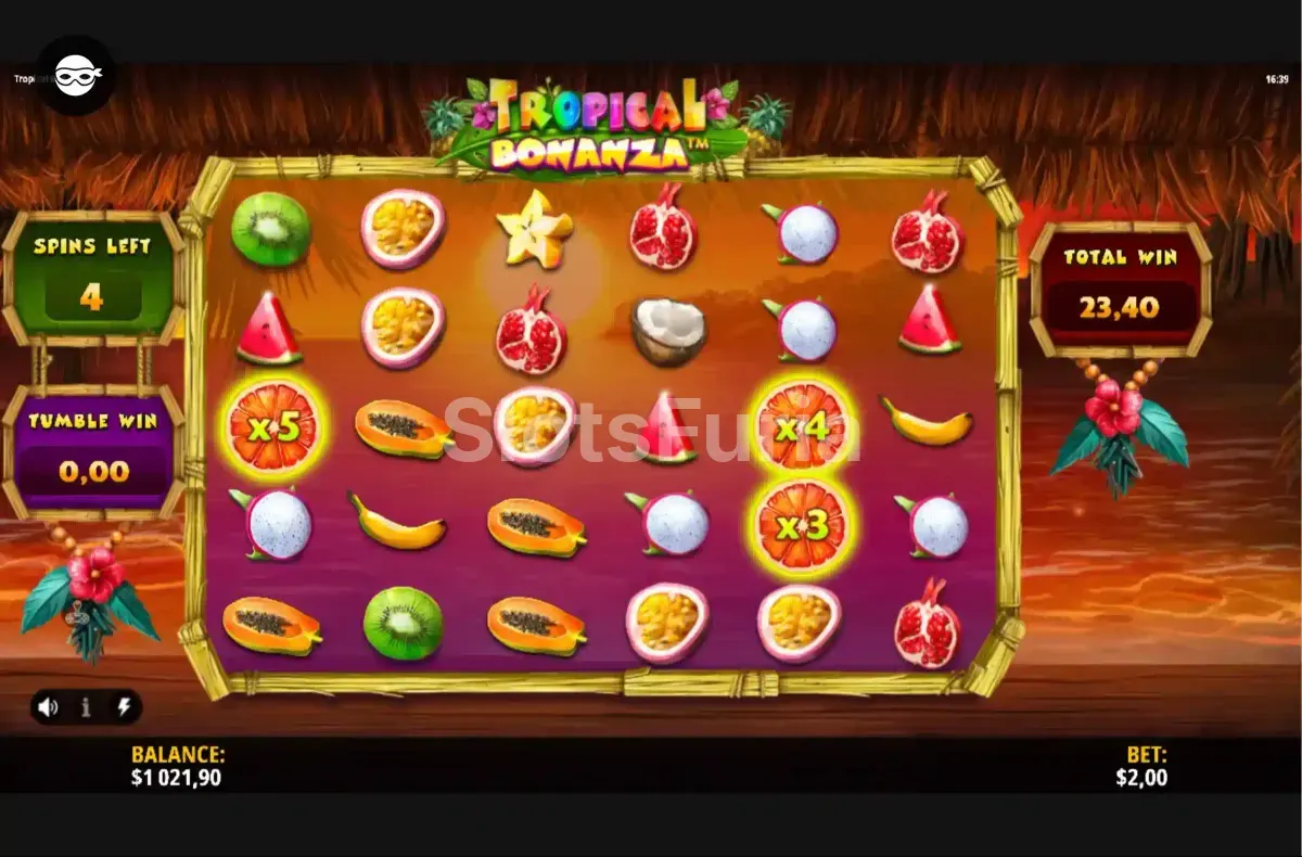 Ronda de giros gratuitos activa en Tropical Bonanza