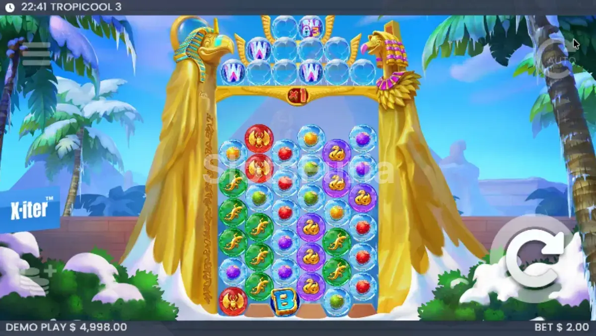 Pantalla principal del juego Tropicool 3 con el tablero completo