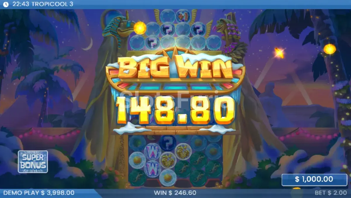 Gran victoria conseguida en Tropicool 3 con multiplicador activo