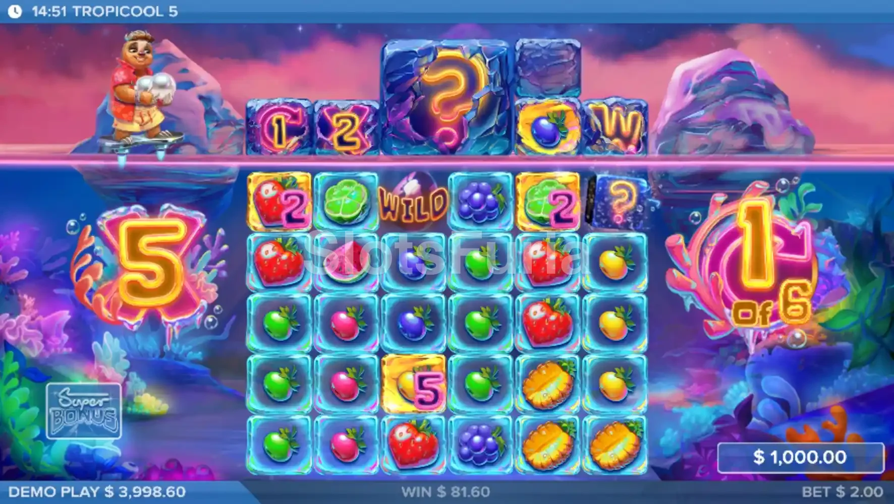 Ronda de giros gratis de Tropicool 5 con multiplicadores activos