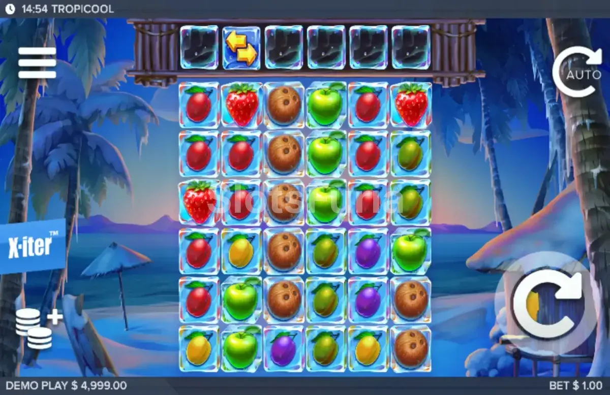 Juego base de Tropicool con la cuadrícula de 6x6 en la isla antártica