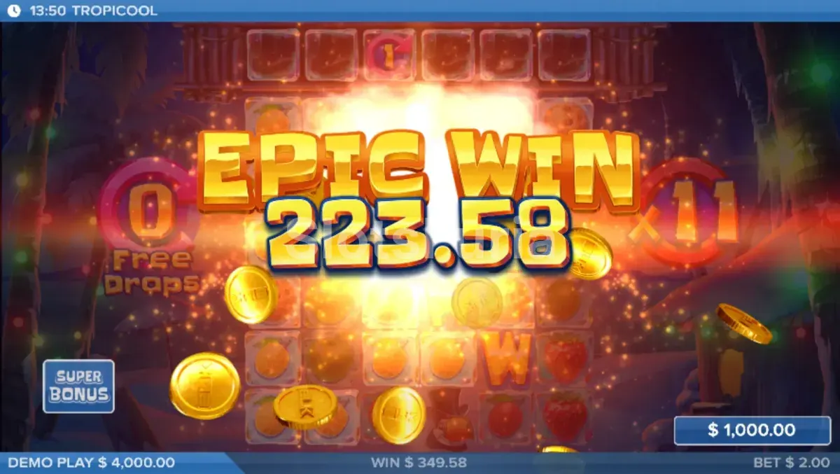 Gran victoria en Tropicool con el multiplicador en acción
