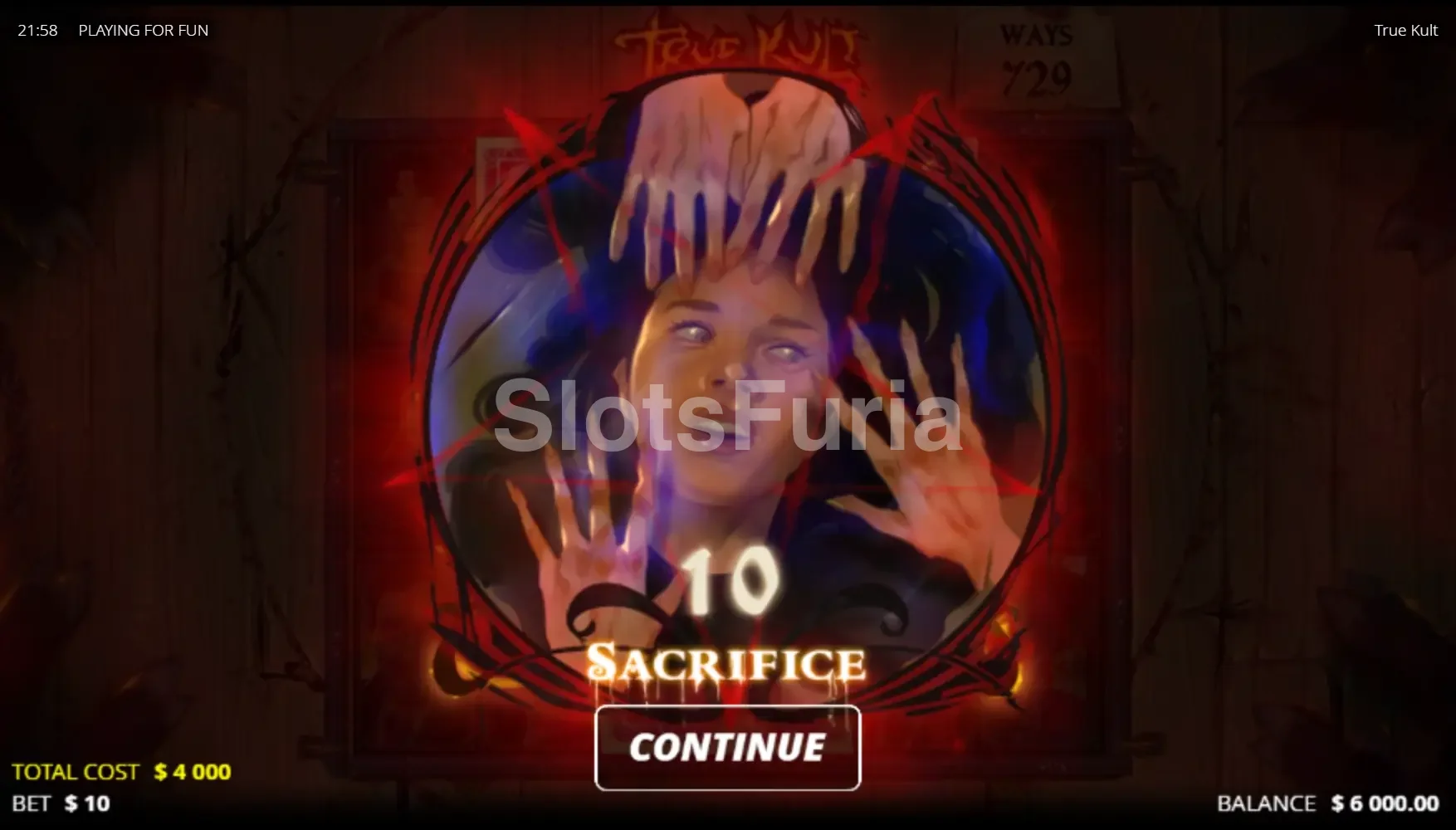 Ronda de giros gratuitos activada en True Kult con multiplicadores