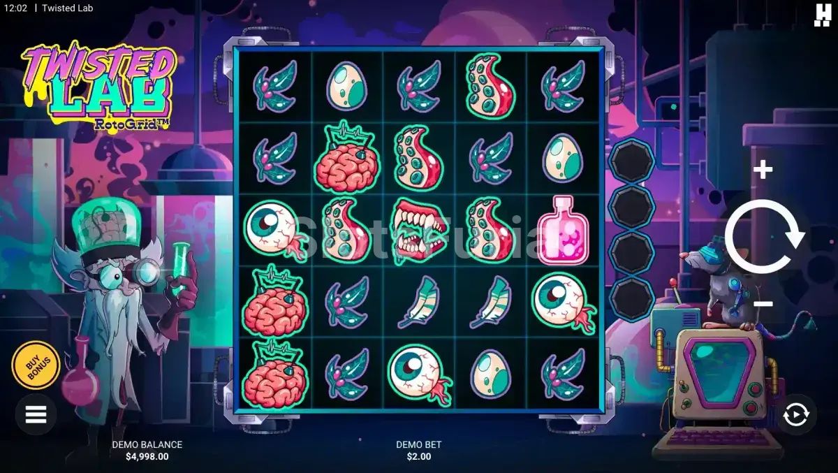 Pantalla principal del juego base de Twisted Lab RotoGrid