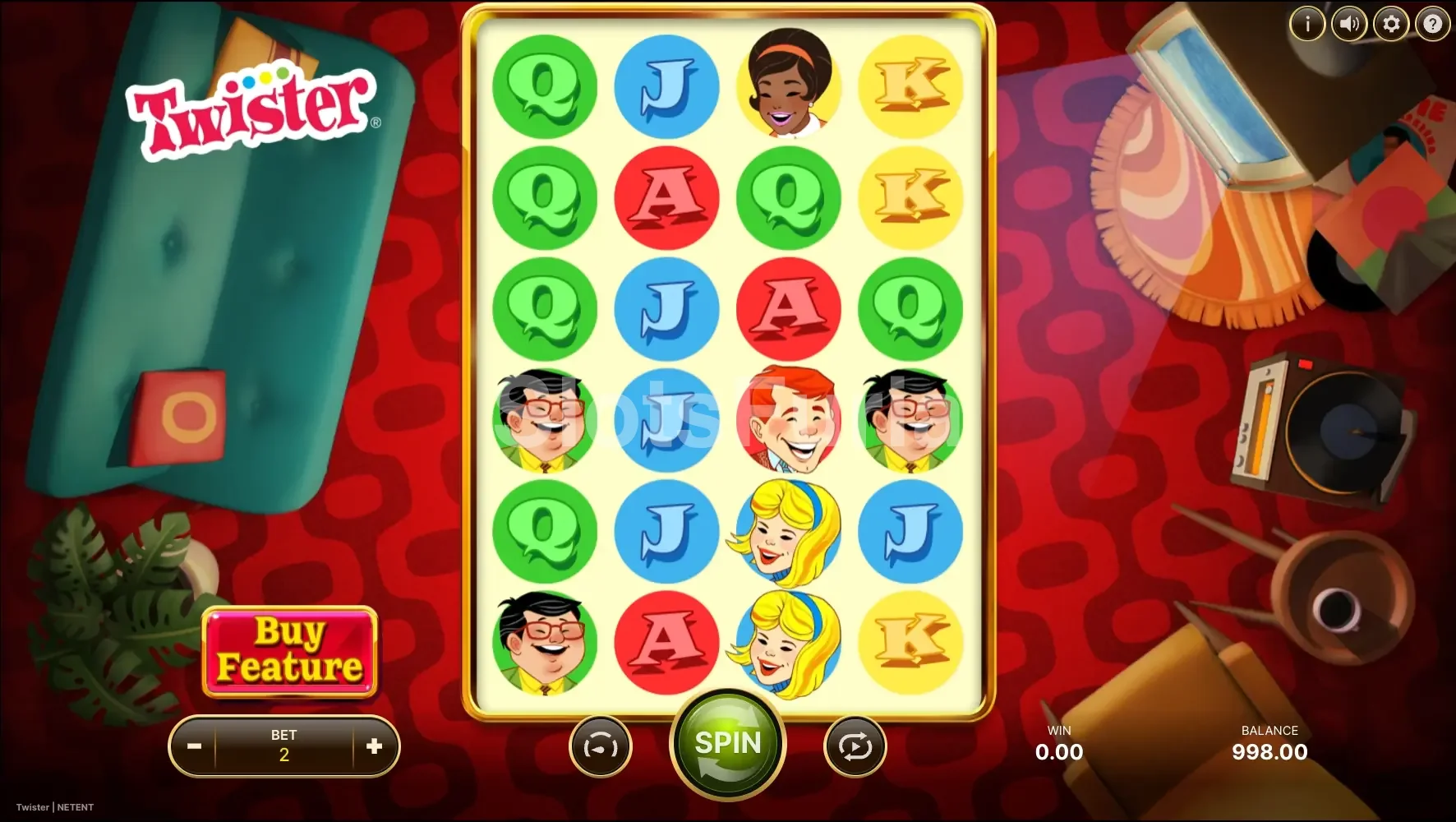 Juego base de Twister con la cuadrícula de 4x6