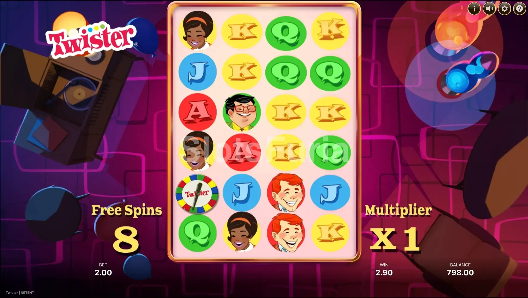 Ronda de giros gratis de Twister con multiplicador