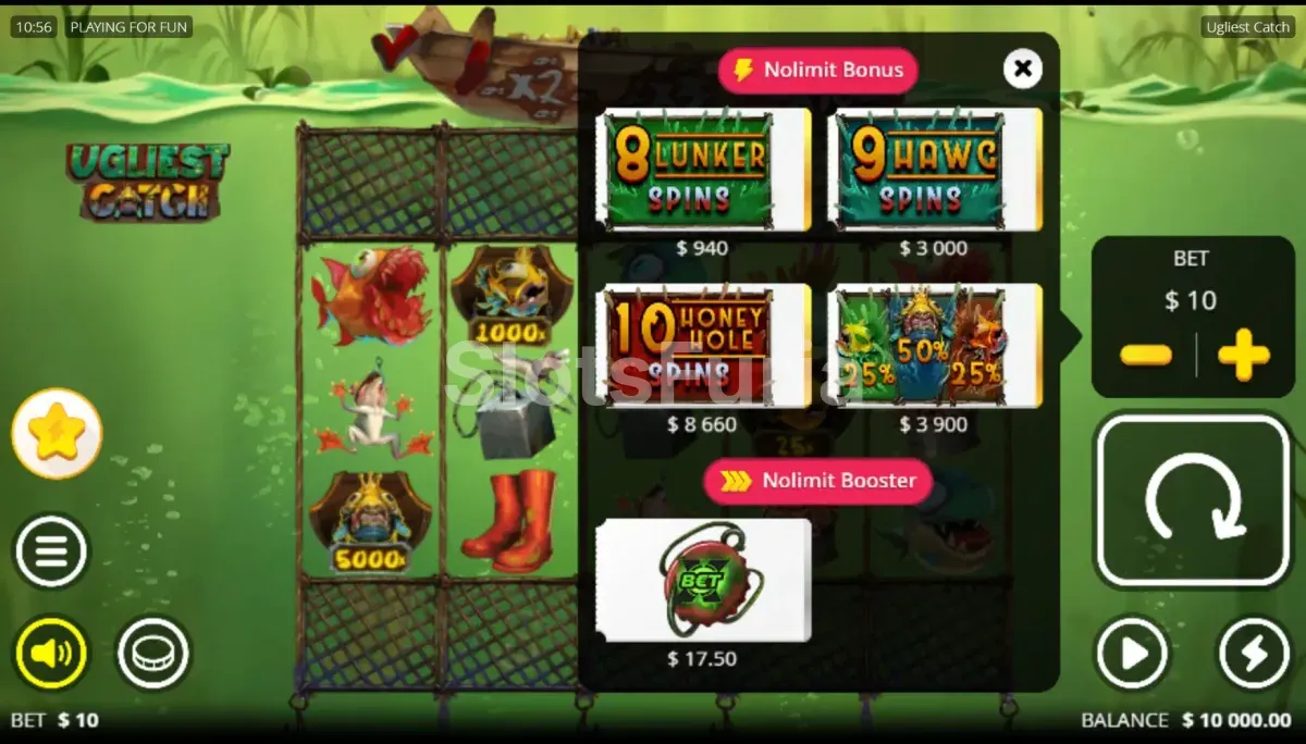 Pantalla de compra de bonos en Ugliest Catch