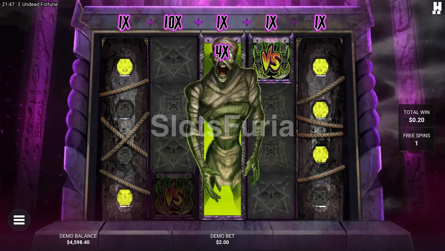 Giros gratis del bonus The Curse en Undead Fortune