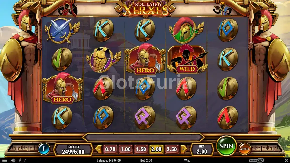 Ronda de giros gratuitos en Undefeated Xerxes con marcos wild activados