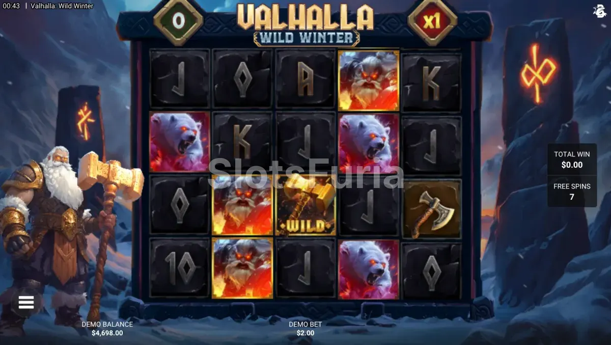 Ronda de giros gratuitos activa en Valhalla Wild Winter con multiplicadores encendidos