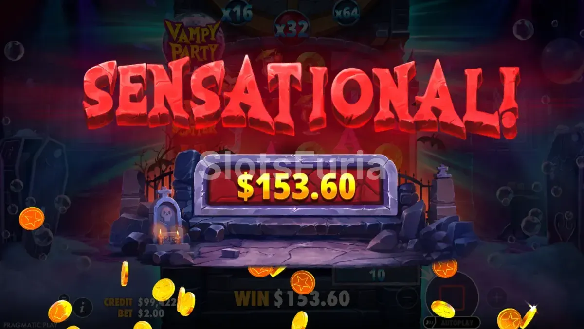 Pago destacado en Vampy Party con el multiplicador acumulado