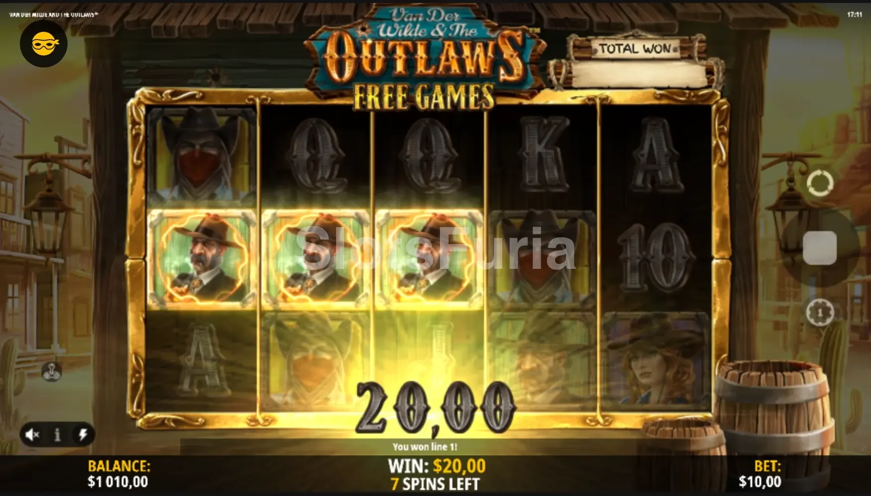 Ronda de giros gratis en Van Der Wilde & The Outlaws con multiplicadores activos