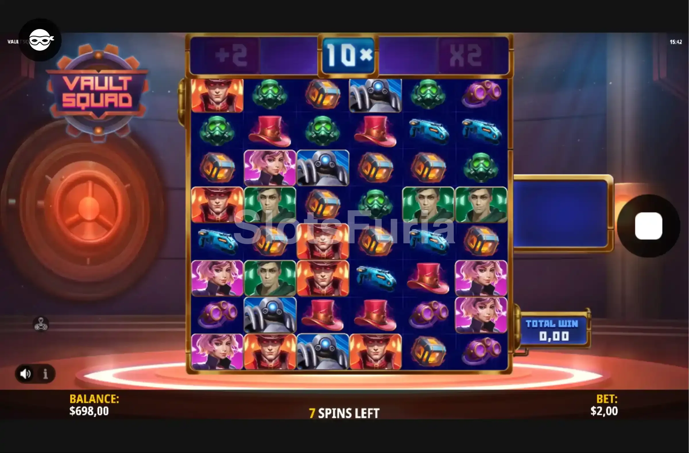 Ronda de giros gratis activa en la tragamonedas Vault Squad