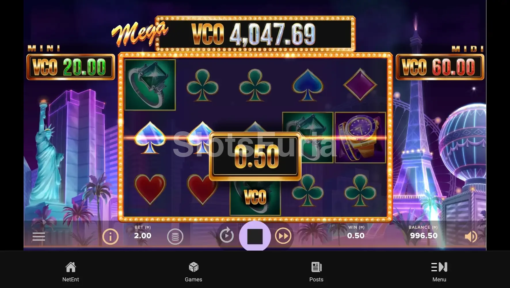 Función Cash Stacker de Vegas Night Life con el jackpot progresivo en pantalla