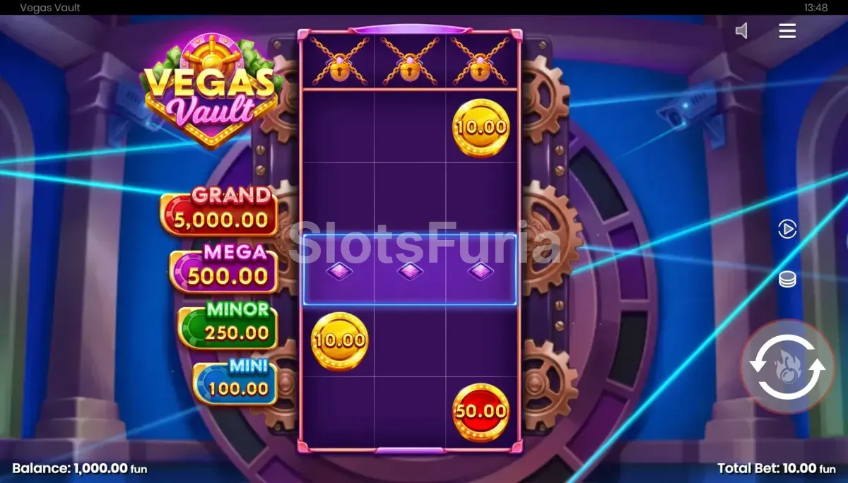 Pantalla principal de Vegas Vault con la cámara acorazada al fondo