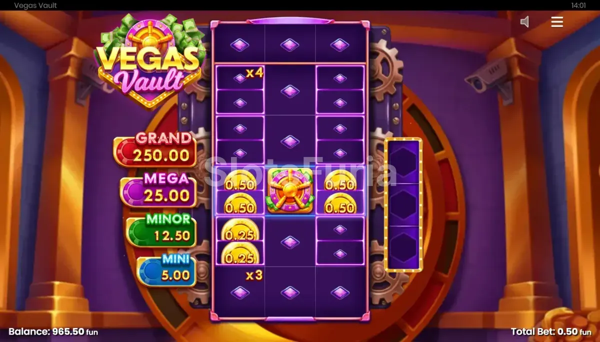 Ronda de giros gratis de Vegas Vault con el bónus activado