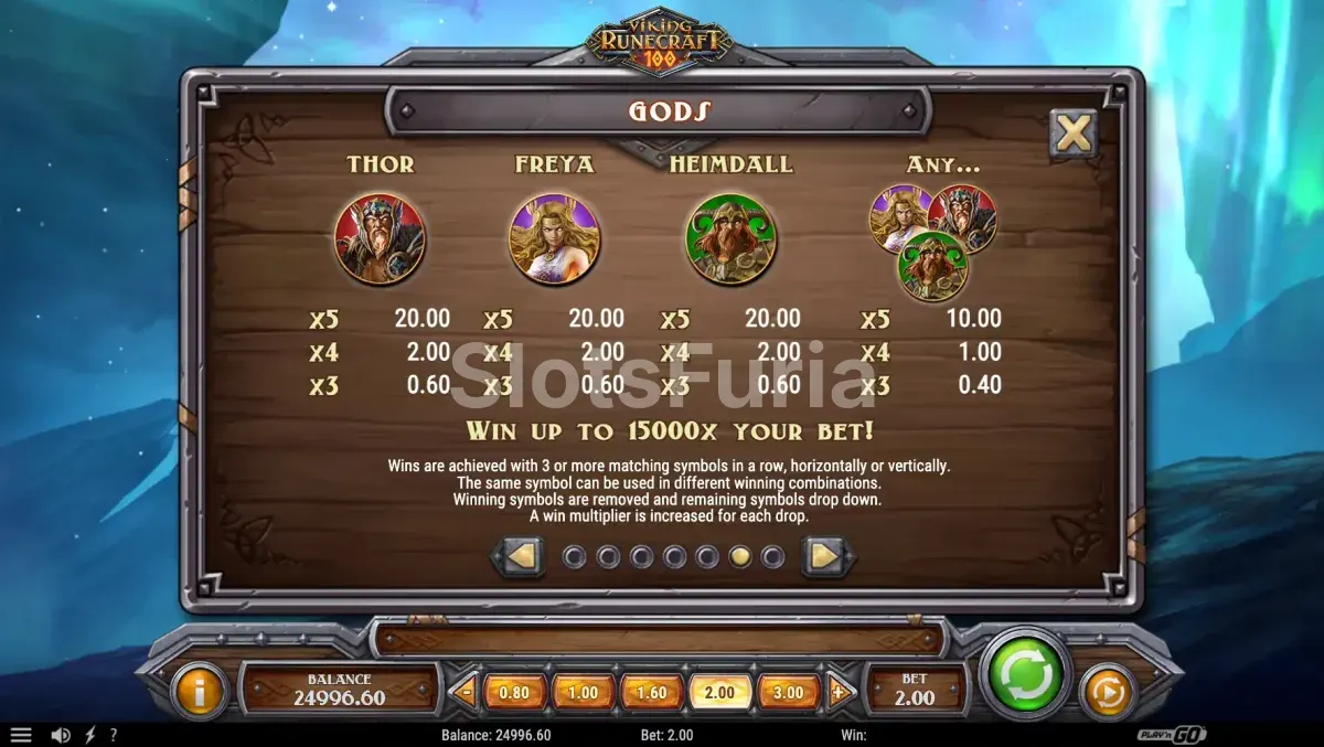 Tabla de pagos de Viking Runecraft 100 con todos los símbolos