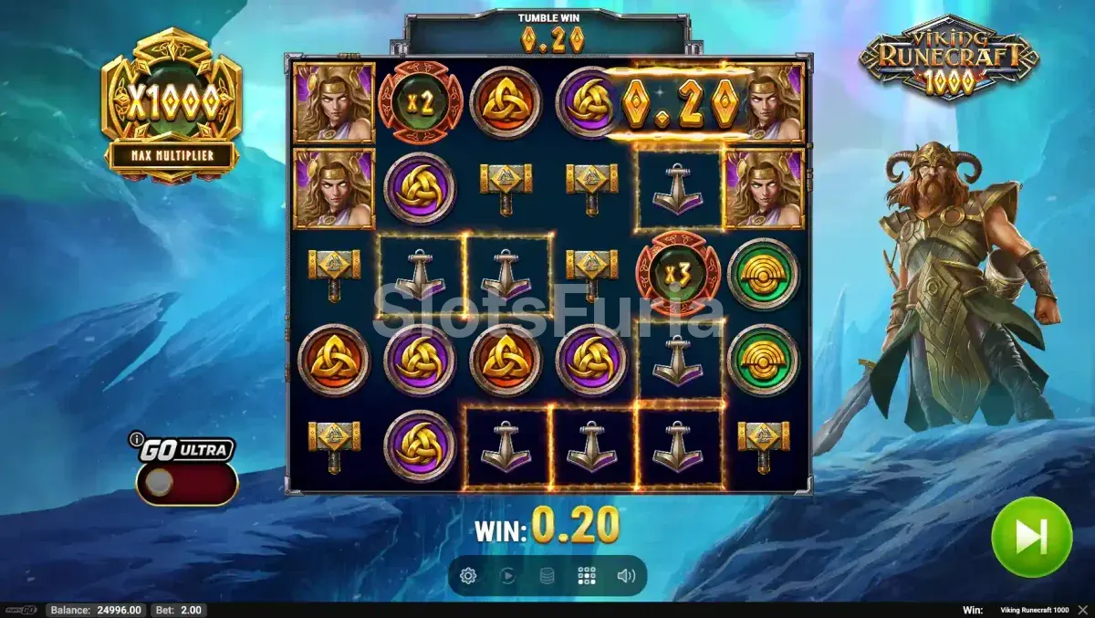 Segunda vista del juego base de Viking Runecraft 1000 con los dioses nórdicos