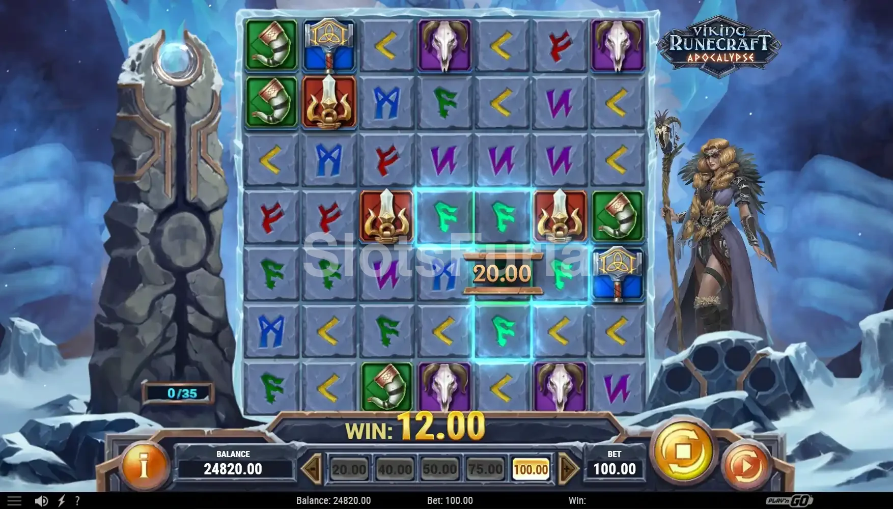 Resultado de giro con clúster ganador en Viking Runecraft Apocalypse