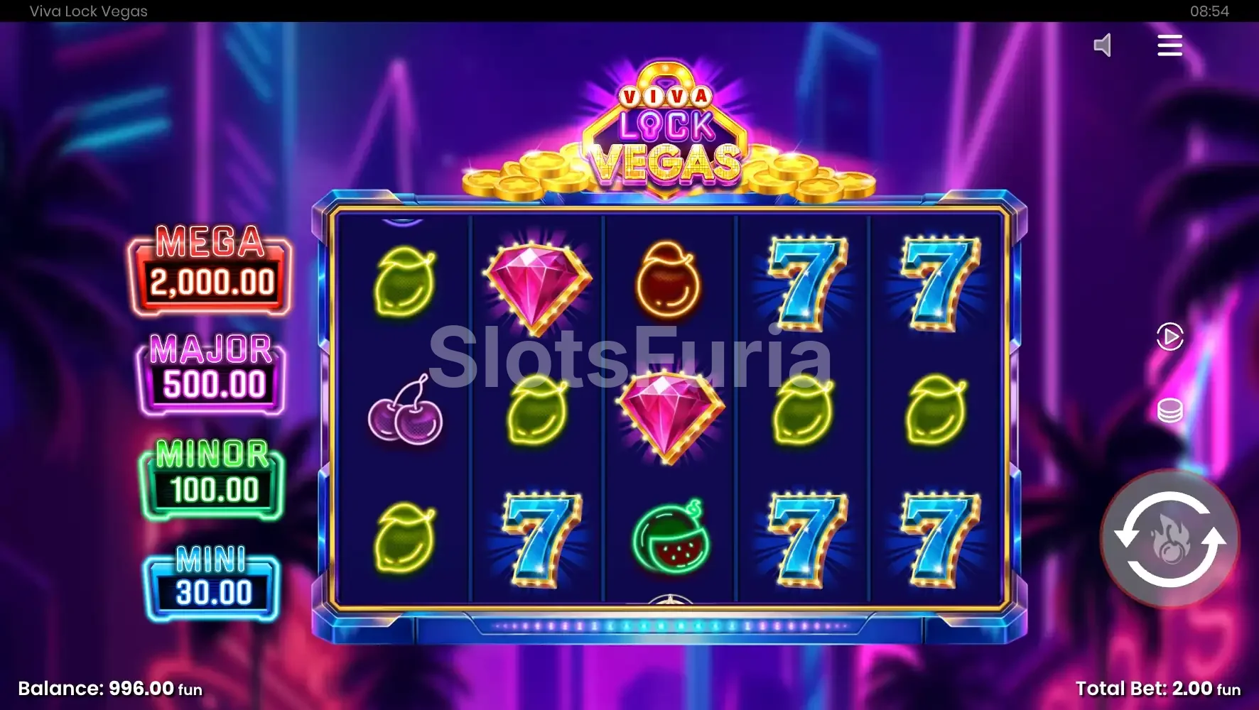 Segundo plano de Viva Lock Vegas mostrando el bonus Hold and Win