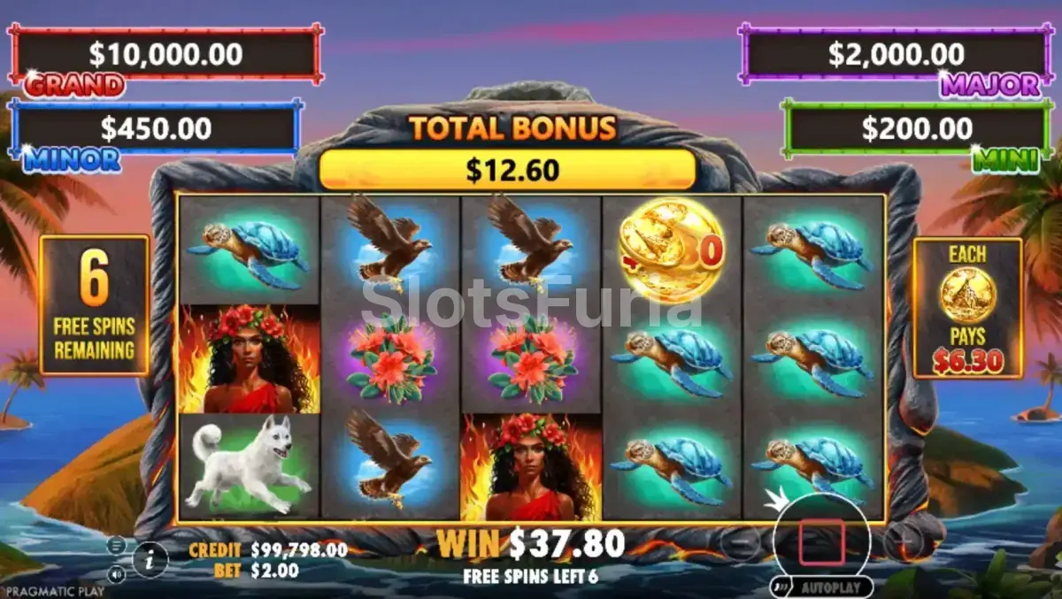 Ronda de tiradas gratuitas de Volcano Goddess en plena acción