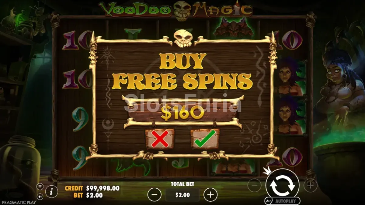 Función de compra de bonus en Voodoo Magic de Pragmatic Play